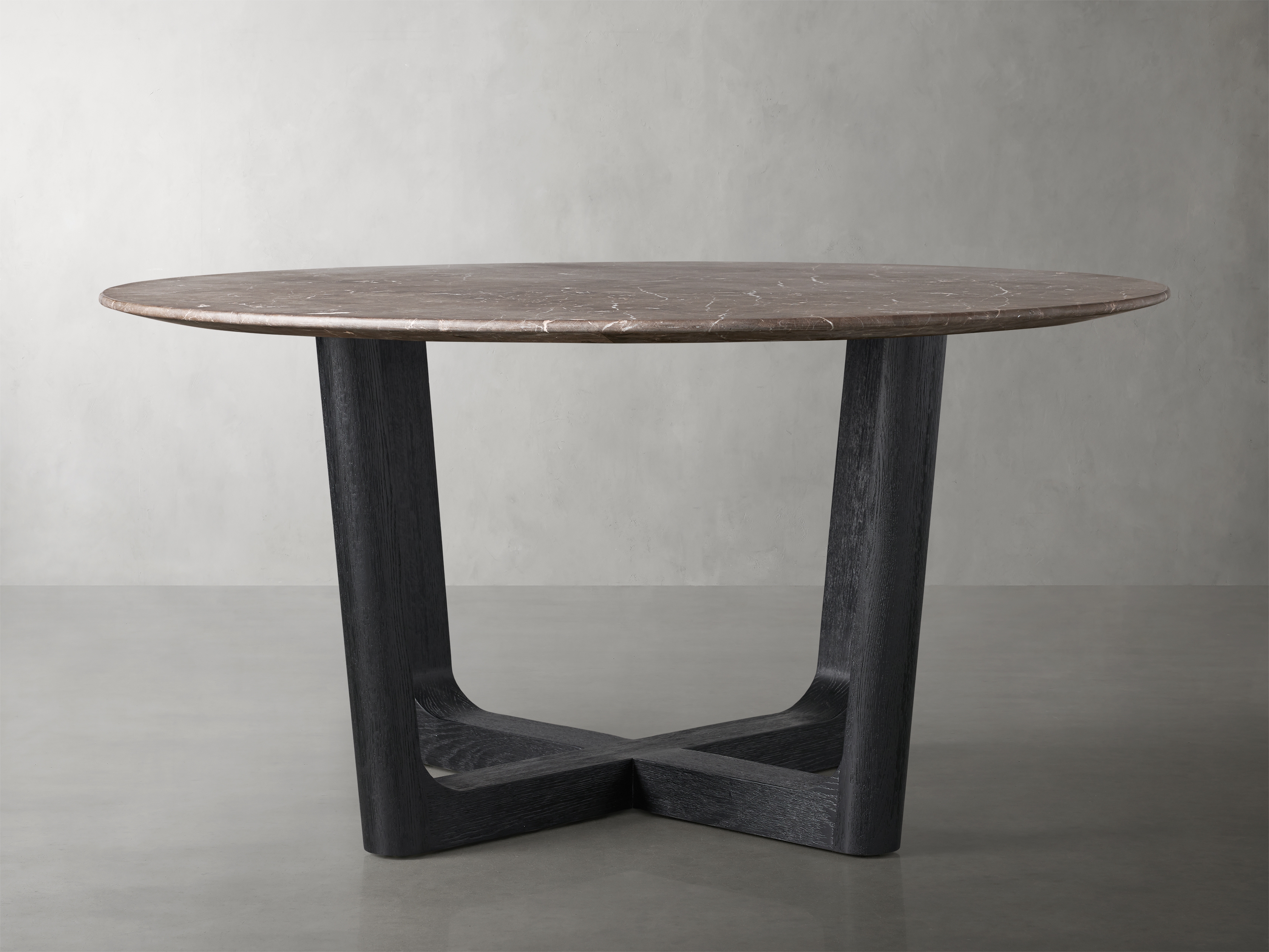 Saint Germain Round Dining Table with Rennes Base Stone in Brown  Espresso/Ebony 54" - Image 0