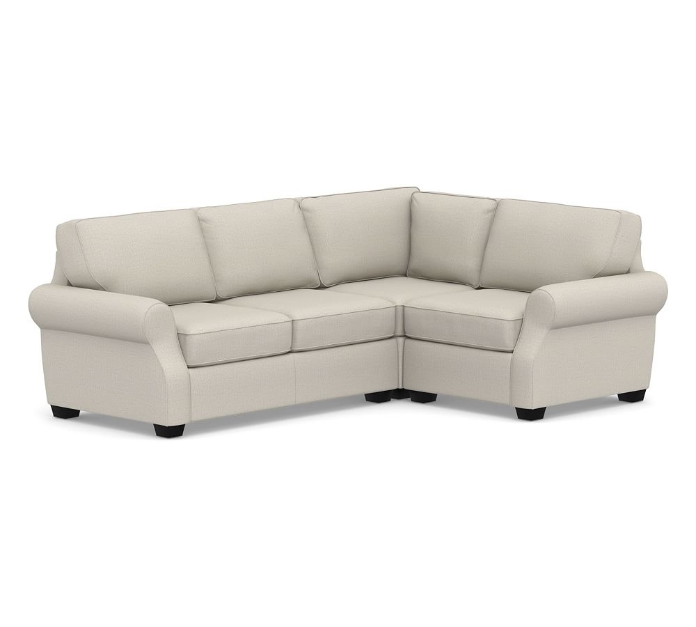 SoMa Fremont Roll Arm Upholstered Left Arm 3-Piece Corner Sectional, Polyester Wrapped Cushions, Performance Heathered Tweed Pebble - Image 0