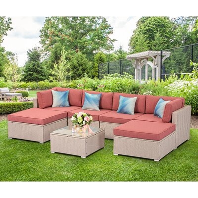 Jimeto 7 Piece Sectional Seating Group with Cushions - Image 0