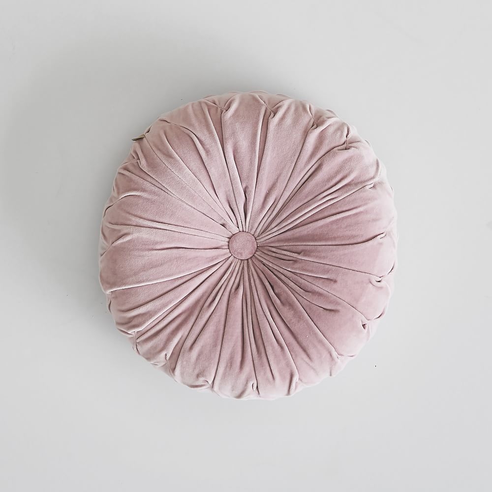 Velvet Pleated Round Pillow, One Size, Purple Ash - Image 0