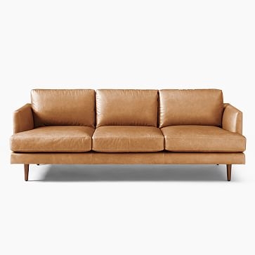 Haven Loft 76" Sofa, Heritage Leather, Verdant, Pecan - Image 3
