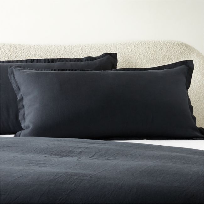 Classic EUROPEAN FLAX™-Certified Linen Black King Pillow Shams Set of 2 - Image 0