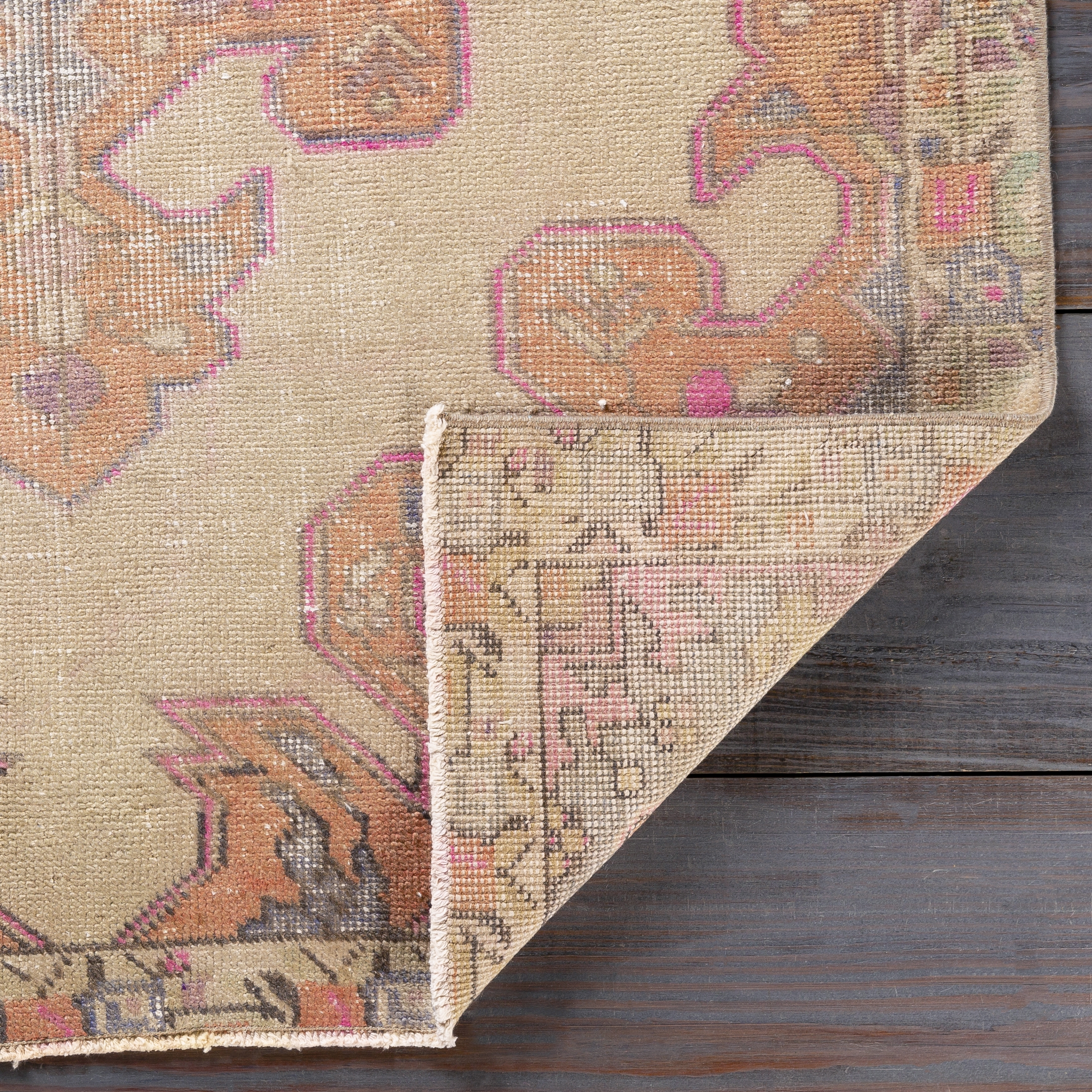 Antique One of a Kind  Indoor 4'3" x 7' Handmade Rug - Image 4