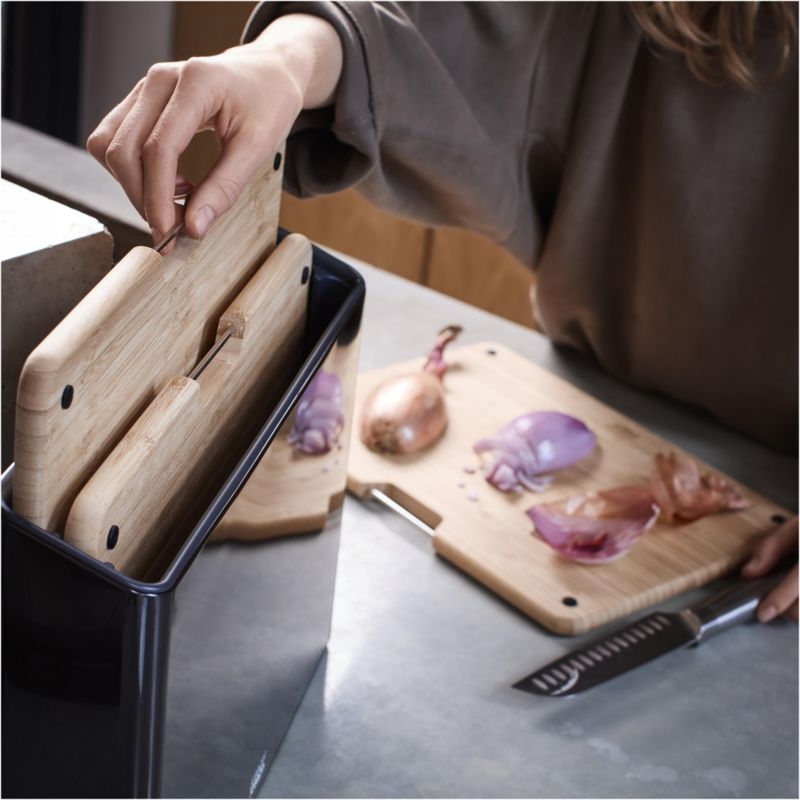 Joseph Joseph Black Folio Steel and Bamboo 3-piece Cutting Board Set - Image 3