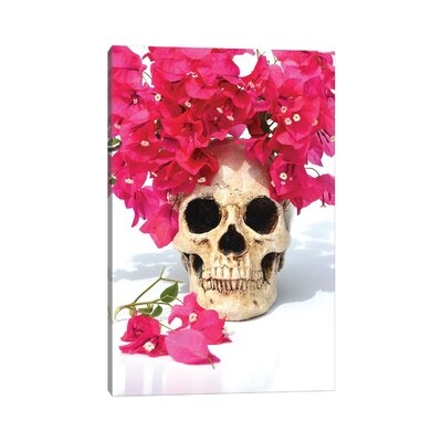 Skull & Bougainvillea by Jonathan Brooks - Wrapped Canvas Gallery-Wrapped Canvas Giclée - Image 0