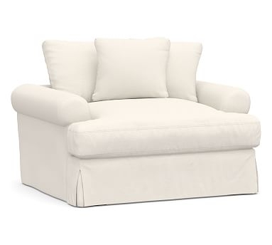 Sullivan Roll Arm Slipcovered Deep Seat Chair-And-A-Half, Down Blend Wrapped Cushions, Performance Chateau Basketweave Ivory - Image 0