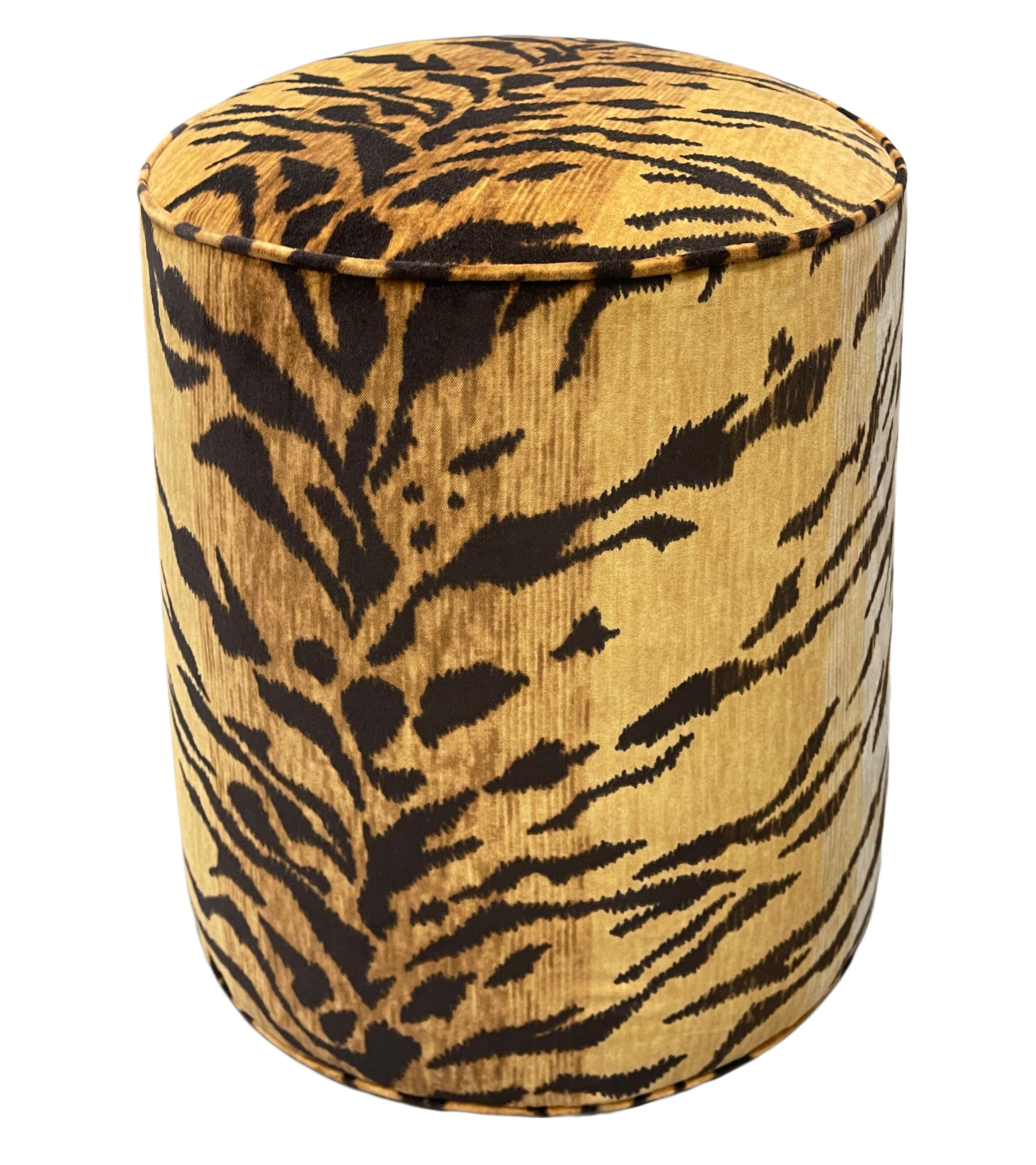 THE TIGHT ROUND OTTOMAN :: BENGAL VELVET // SAND - 17" Diameter X 19" Height - Image 0
