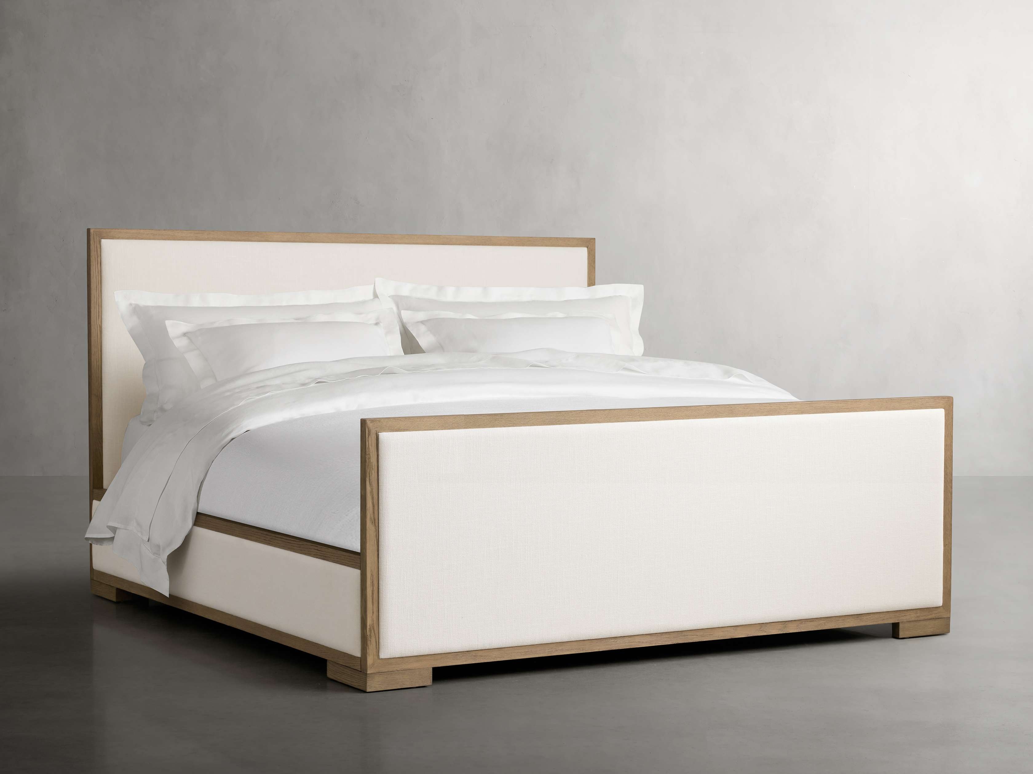 Darien Panel Bed with High Footboard in Upholstered 48" Queen None  Izzy Snow/Fawn - Image 0