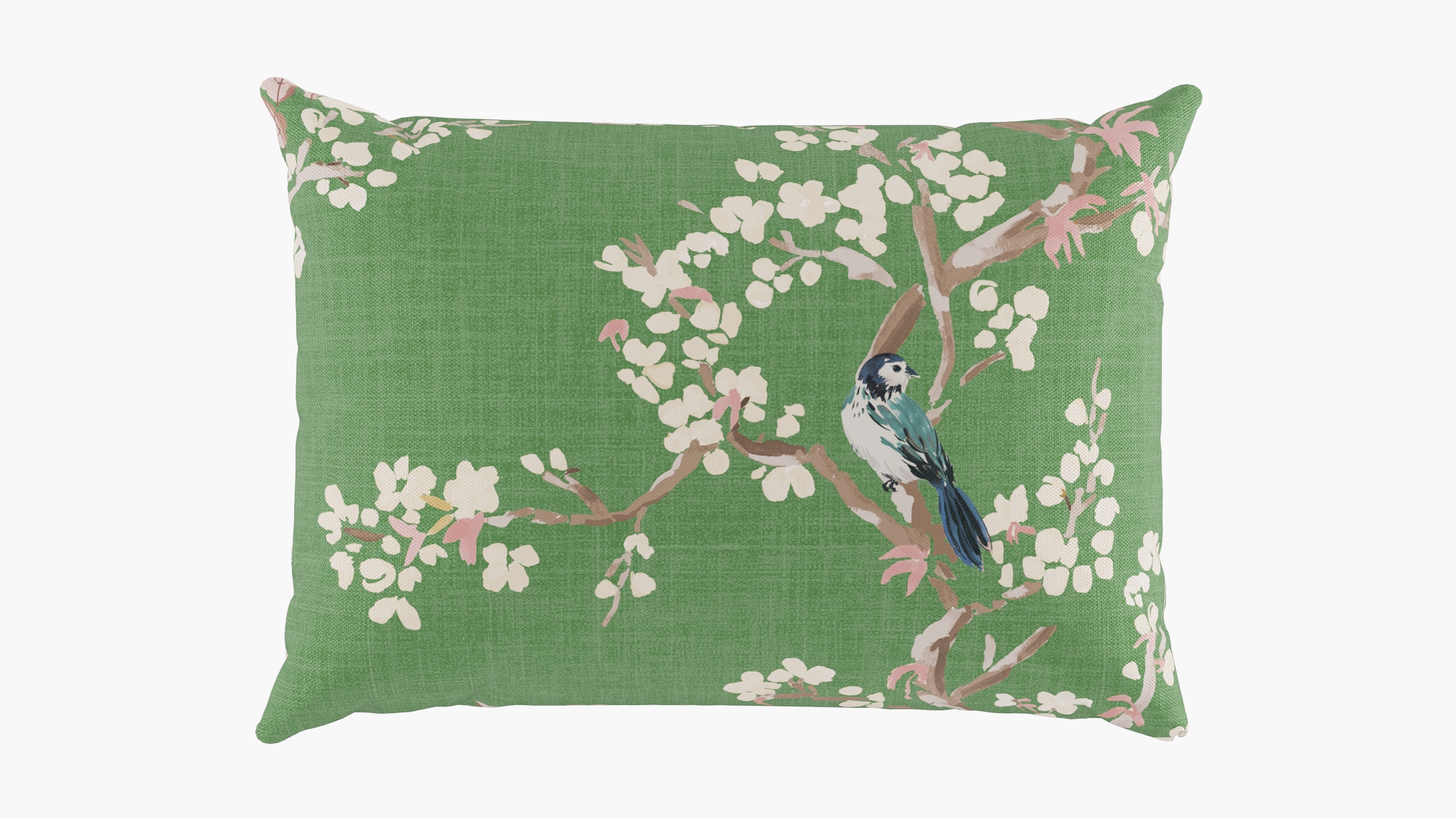 Outdoor 14" x 20" Lumbar Pillow, Jade Cherry Blossom, 14" x 20" - Image 0