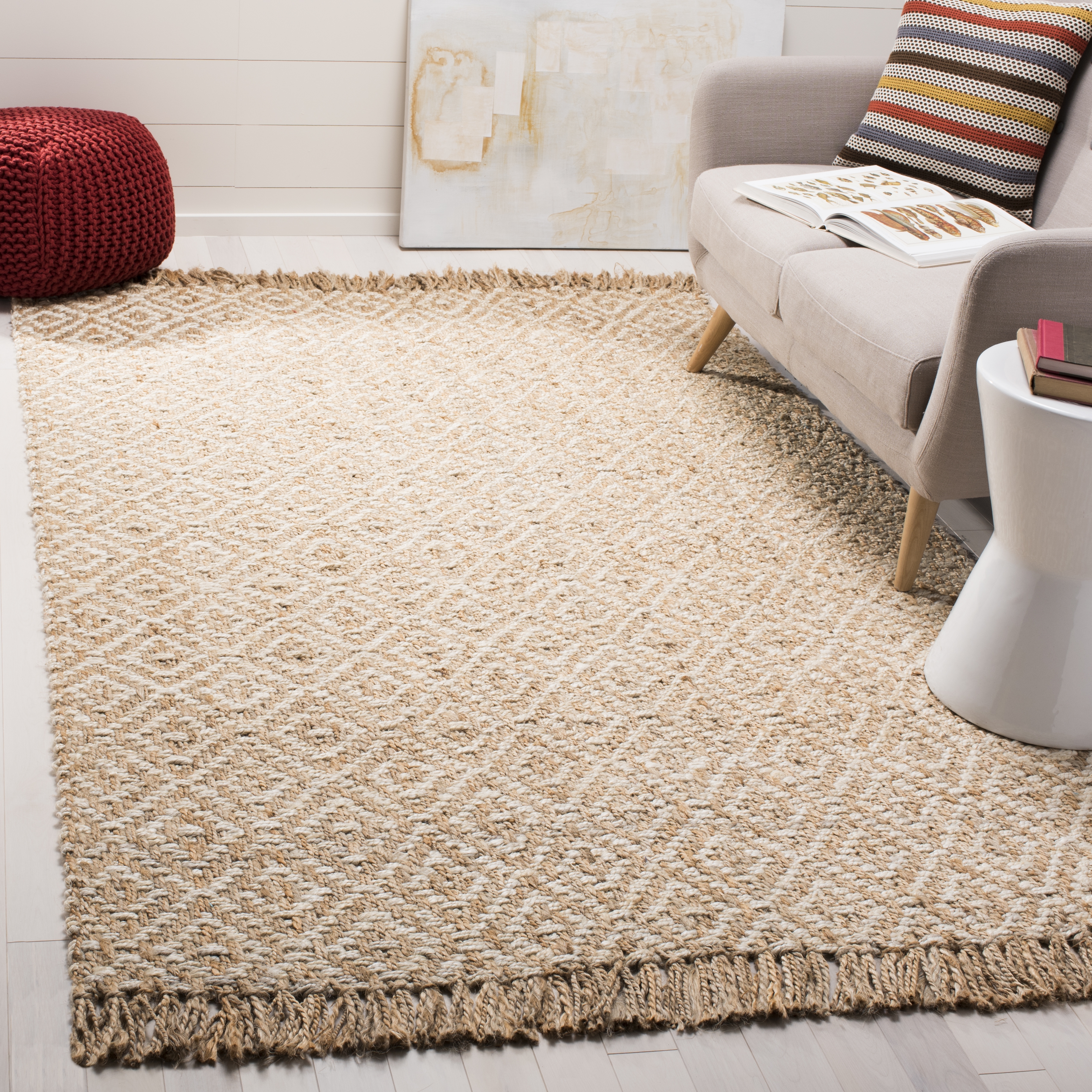 Arlo Home Hand Woven Area Rug, NF266A, Ivory/Natural,  4' X 6' - Image 1