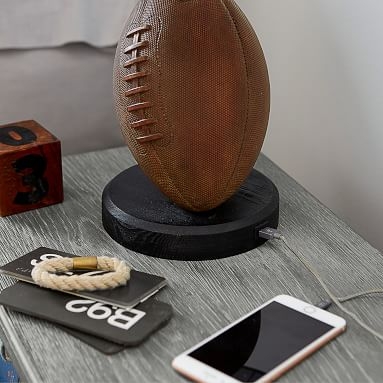 Football Table Lamp with USB, Brown - Image 3