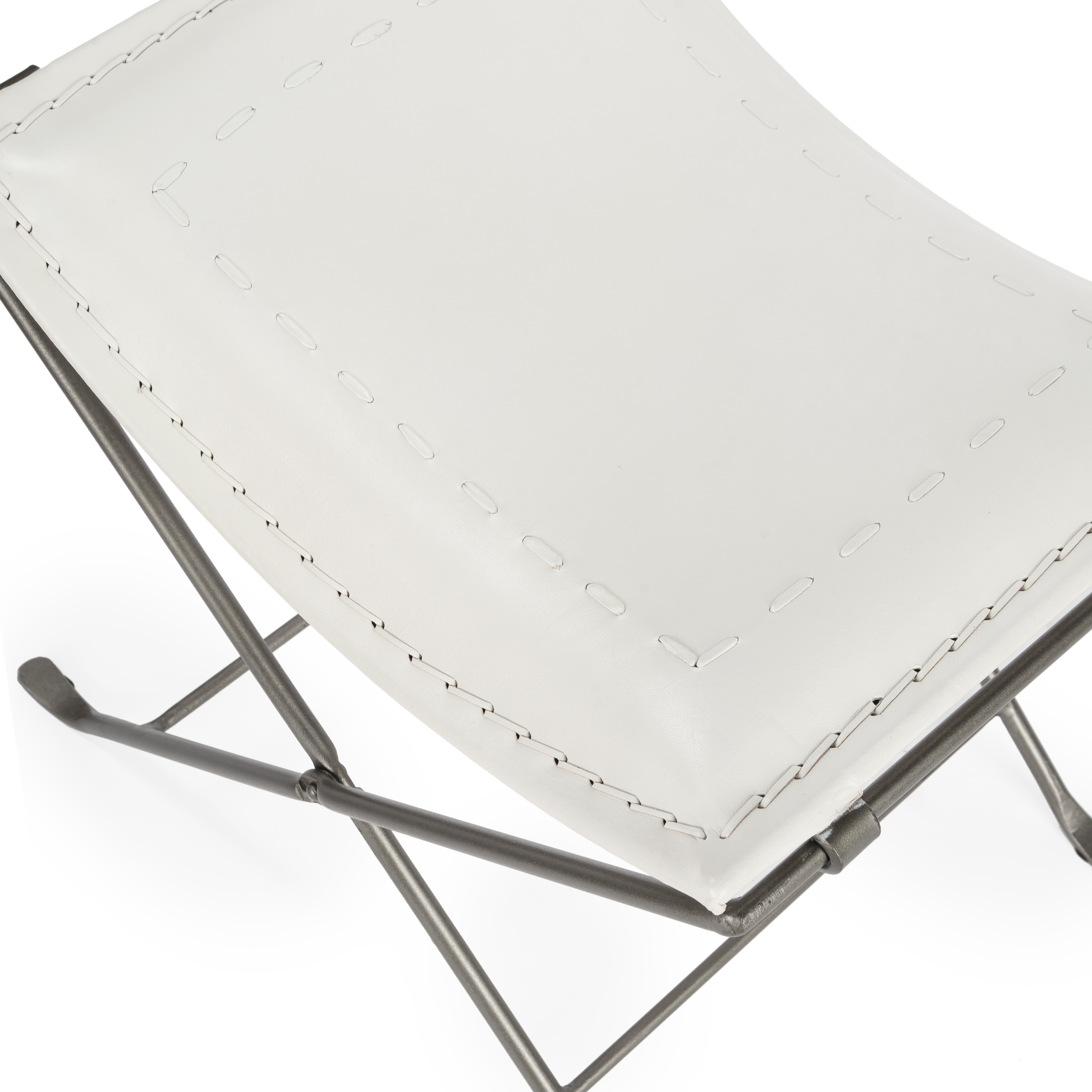 Melton White Leather Stool - Image 3