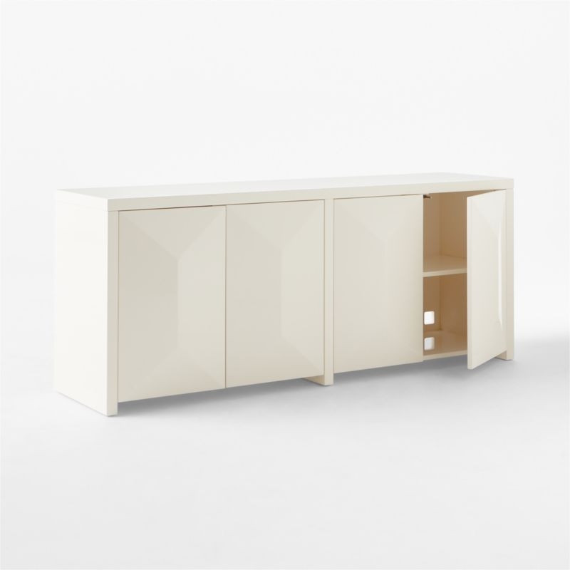 Cairo 72" Warm White High-Gloss Lacquered Credenza - Image 3