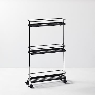 Yamazaki Slim Rolling Storage Cart, Black - Image 1