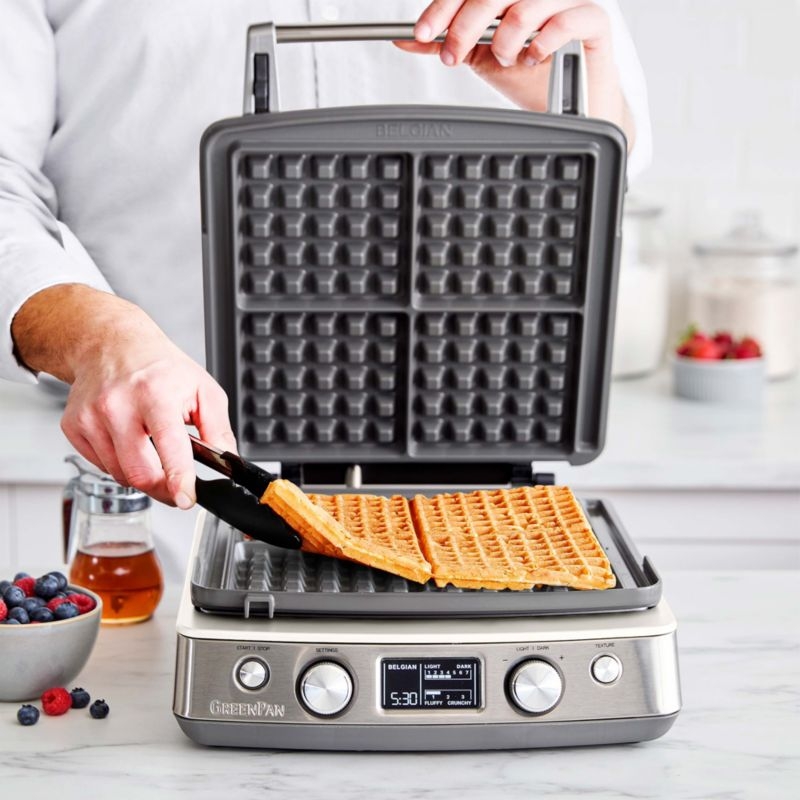 GreenPan™ Elite 4-Square Waffle Maker in Cloud Cream - Image 6