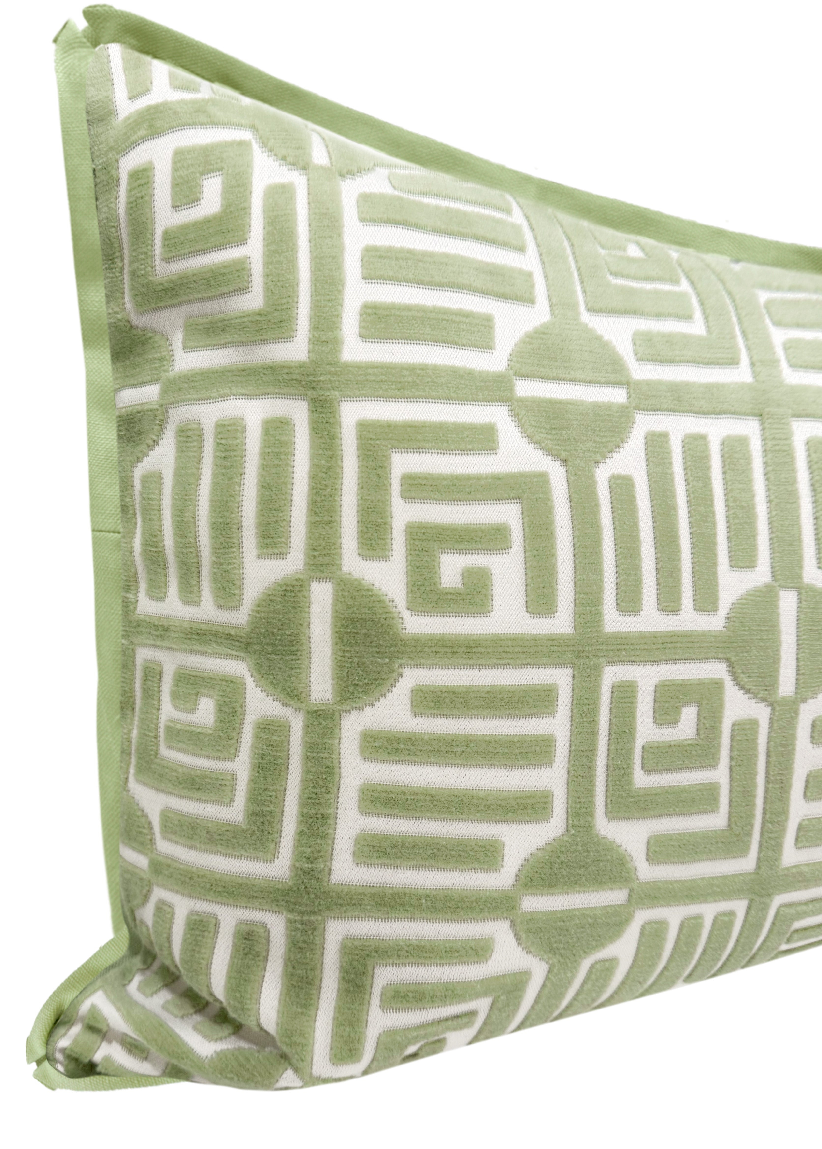 THE XL LUMBAR :: LABYRINTH VELVET // SAGE | THIBAUT - XL LUMBAR 14" X 48" / BUTTERFLY FLANGE / Celadon - Image 4
