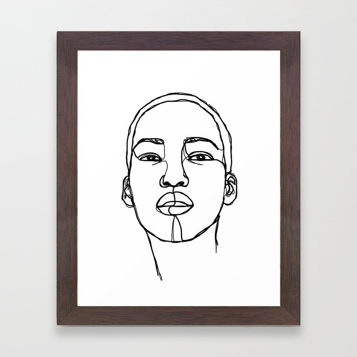 Woman's Face Line Drawing Illustration - Addie Framed Art Print by The Colour Study - Conservation Walnut - X-Small 8" x 10"-10x12 - Image 0