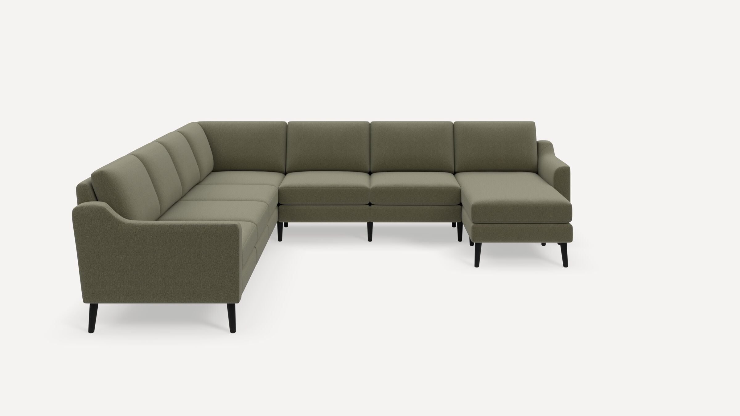 Nomad 7-Seat Corner Sectional with Chaise - Moss Green - Performance Flatweave / Ebony - Wood / Slope - Image 0