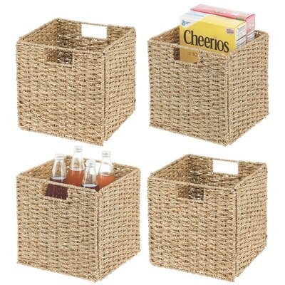 Mdesign Seagrass Kitchen Storage Basket With Handles, 4 Pack, Natural (Set of 4) - Image 0
