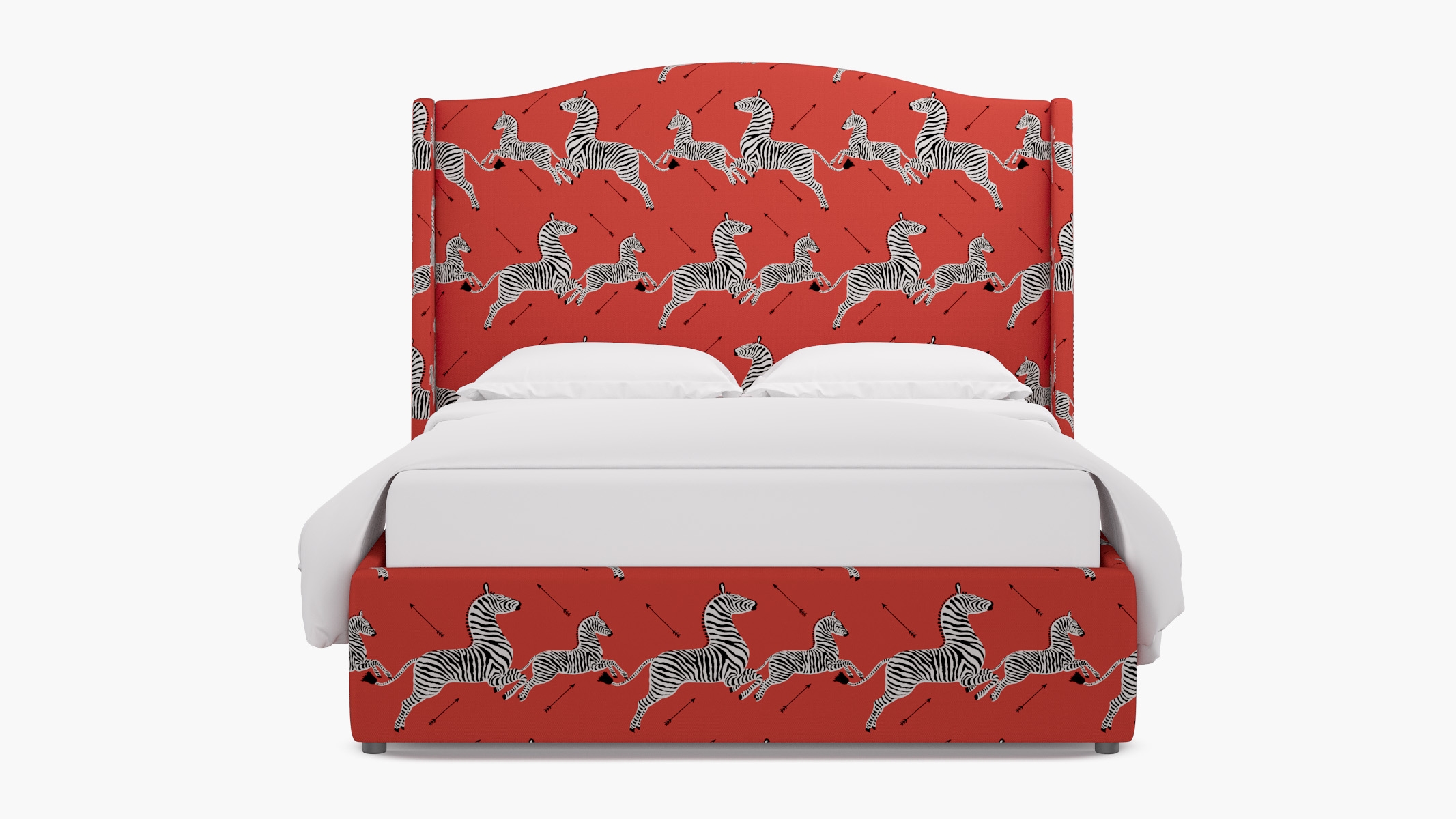 Curved Wingback Bed, Coral Zebra, Twin - Image 0