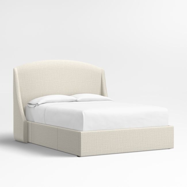 Lafayette 56" Natural Beige Queen Upholstered Headboard with Storage Bed Base - Image 0