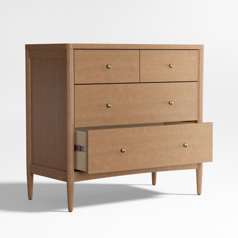 Hampshire Natural Brown Wood 4-Drawer Kids Dresser - Image 5