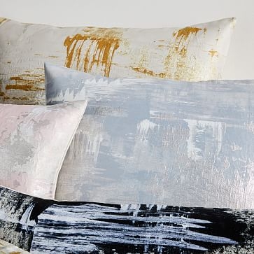 Painterly Brocade Pillow Cover, 12"x21", Dark Horseradish - Image 1
