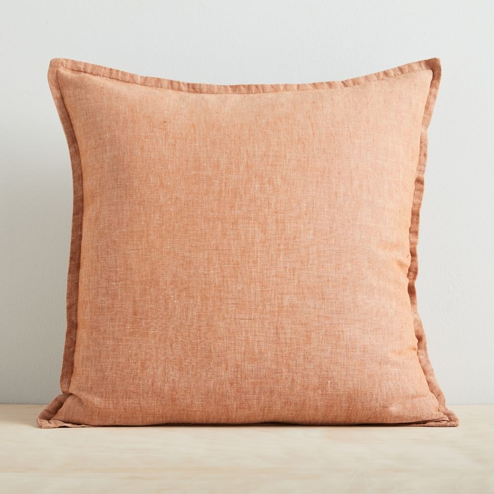European Flax Linen Pillow Cover, 20"x20", Terracotta Melange - Image 0