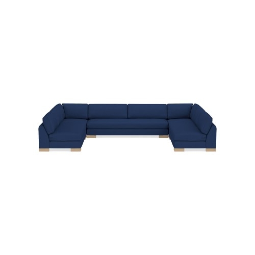 Yountville 5-Piece U-Shape Armless Sofa, Down Cushion, Perennials Performance Basketweave, Denim, Natural Wood Feet - Image 0