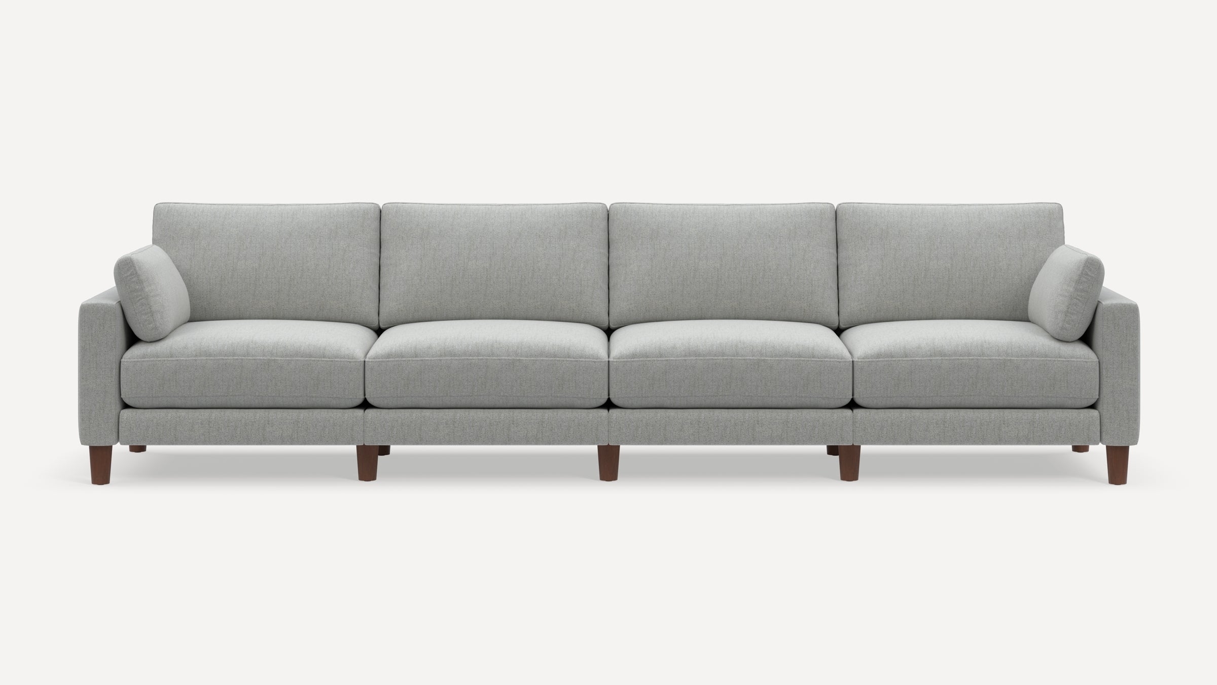 Union 4-Seat Sofa - Crushed Gravel - Performance Chenille / Walnut - Wood / Round Leg - Image 0