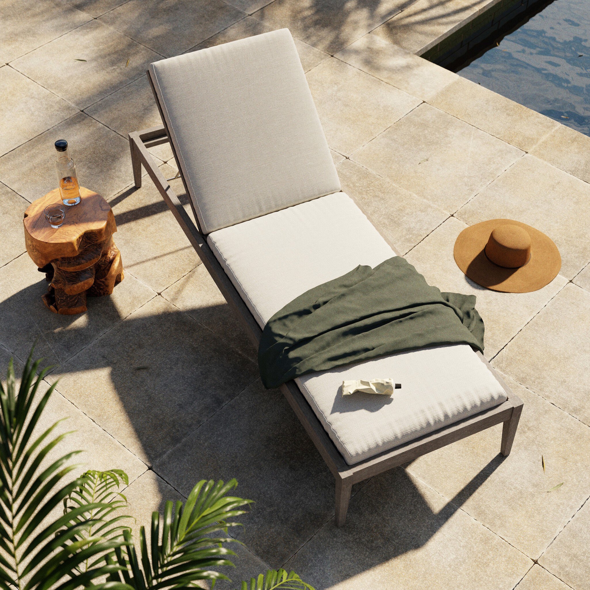 Sherwood Outdoor Chaise, Weathered Grey - Venao Ivory - Image 3