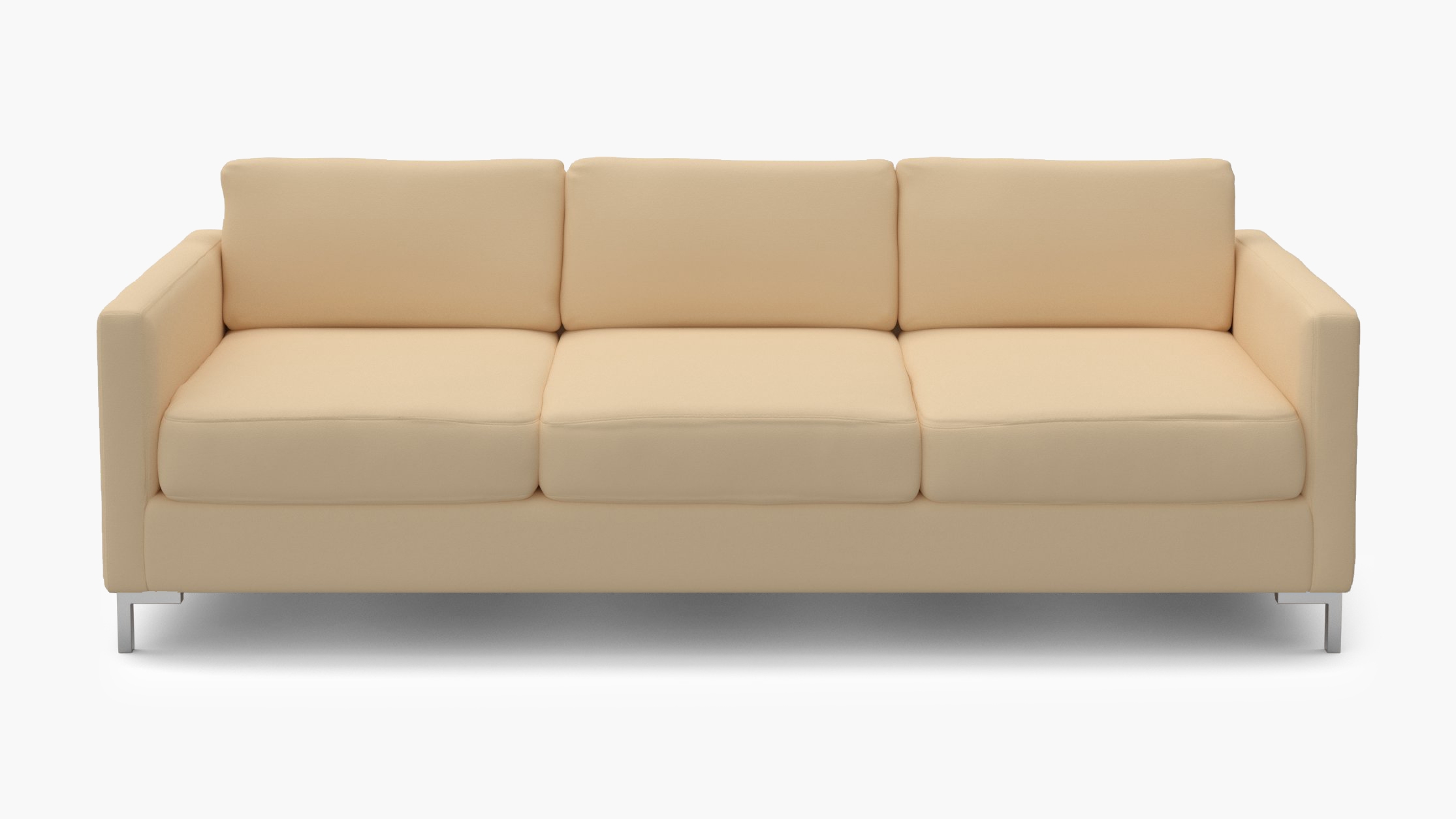 Modern Sofa, Flax Twill, Chrome L Leg - Image 0