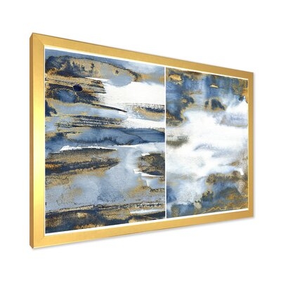 Dark Blue And Gold Abstract Waves III - Modern Canvas Wall Art Print-FDP37272 - Image 0