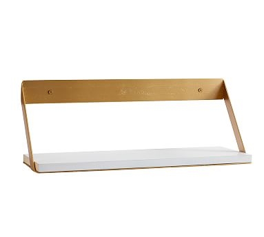 Trenton Shelf, White/Brass, 18" x 6" D - Image 0