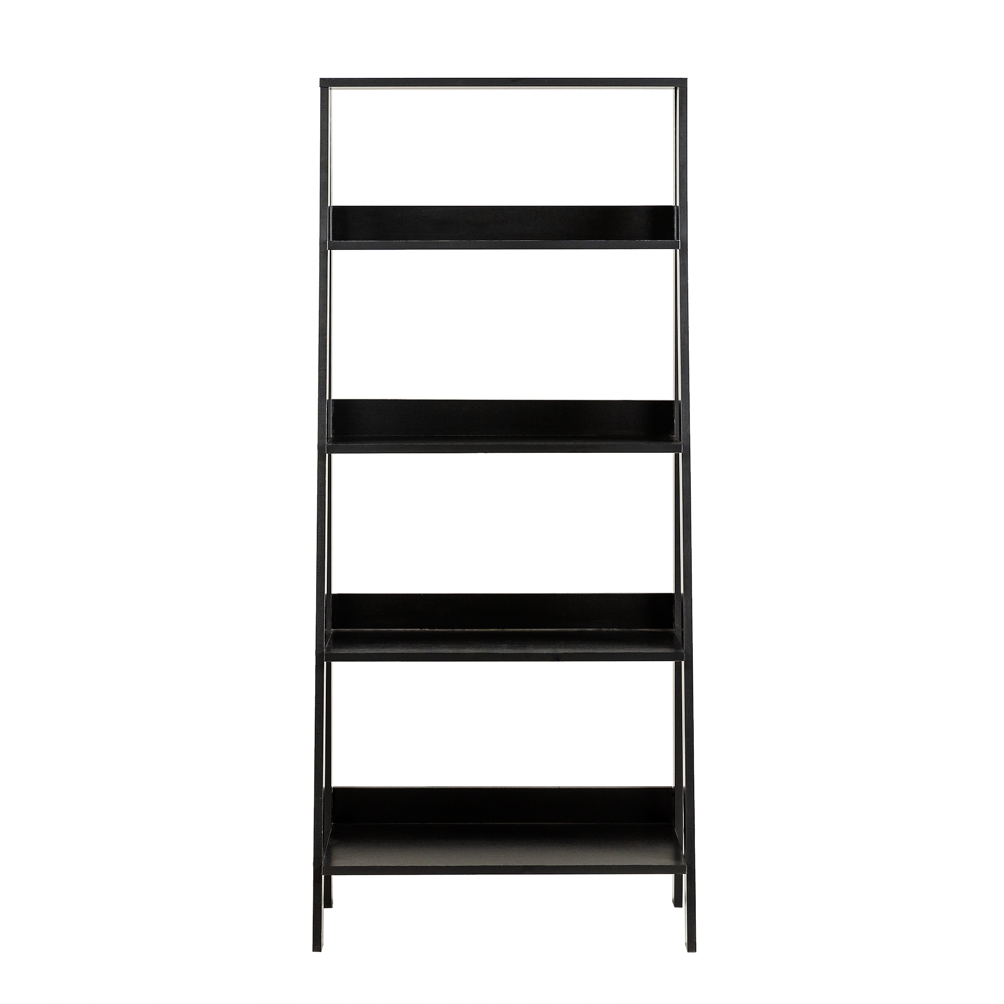 55" Modern Wood Ladder Bookshelf - Black - Image 2