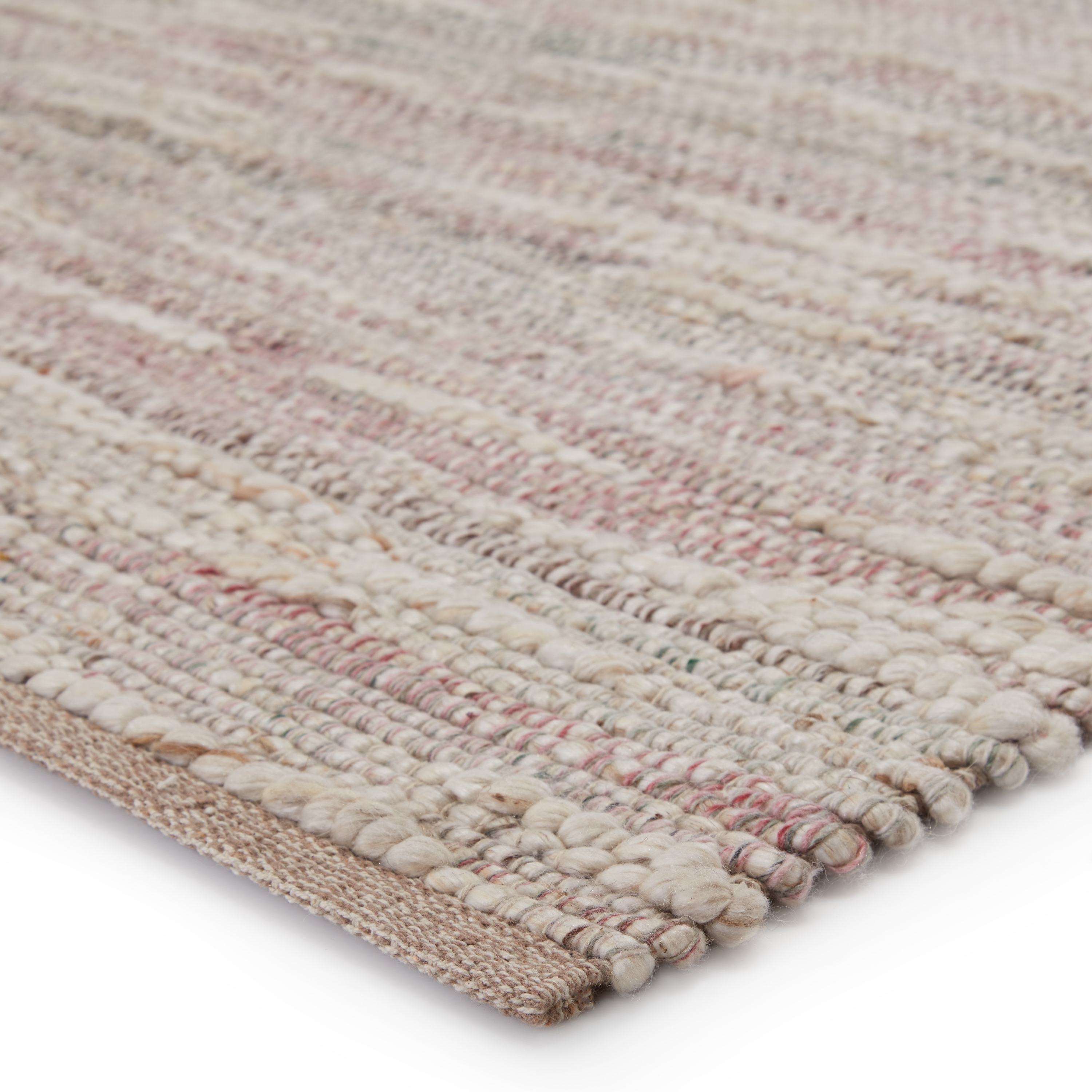 Sanja Handmade Solid Pink/ Cream Area Rug (5'X8') - Image 1