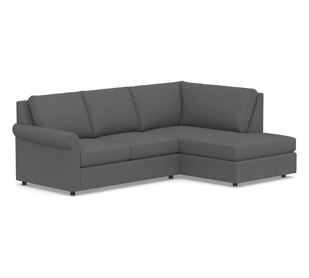 Sanford Roll Arm Upholstered Left Sofa Return Bumper Sectional, Polyester Wrapped Cushions, Park Weave Charcoal - Image 0