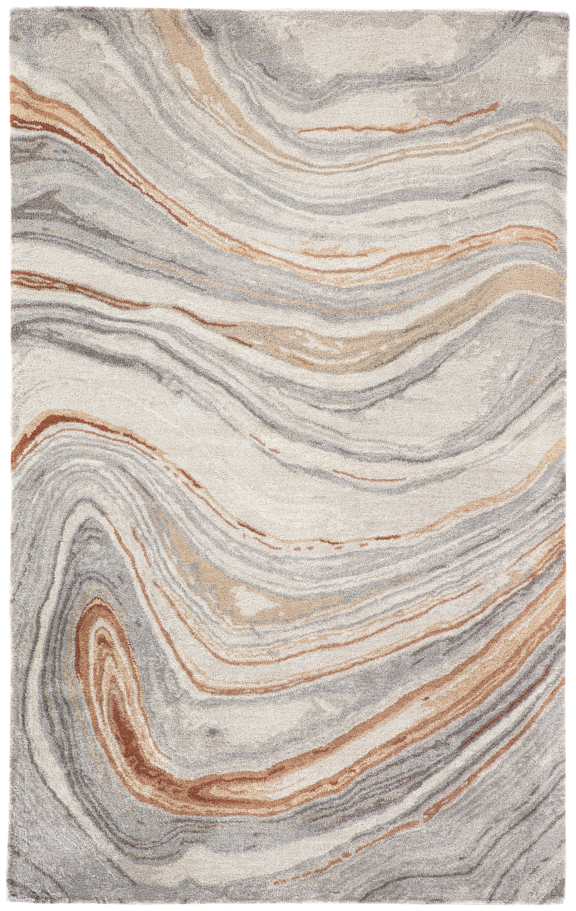 Atha Handmade Abstract Copper/ Gray Area Rug (9'X13') - Image 0