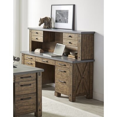 Flanary Solid Wood Executive Desk with Hutch - Image 0