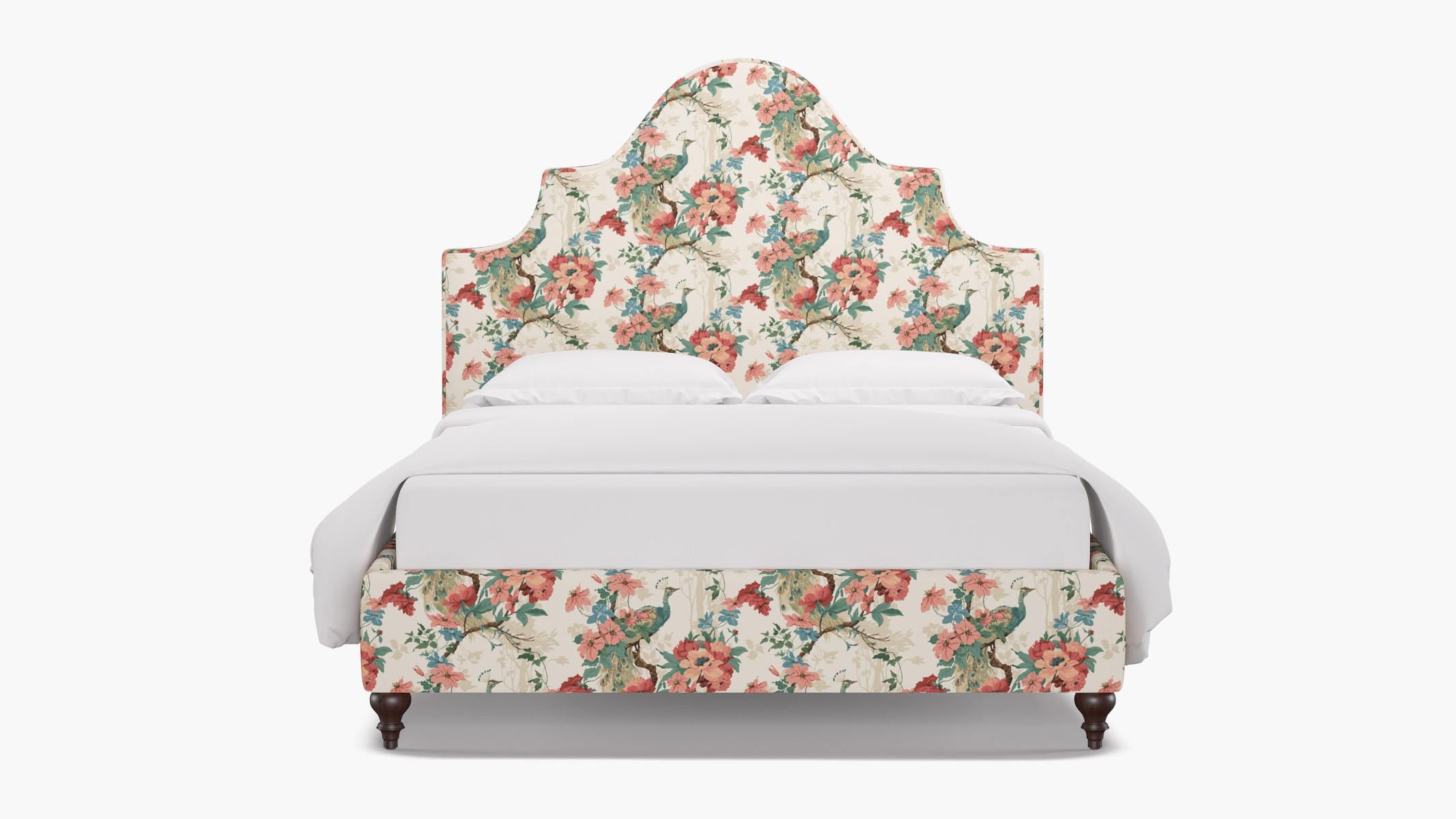 Statement Bed, Rose Peacock Park, Espresso Traditional Turned Leg, King - Image 0
