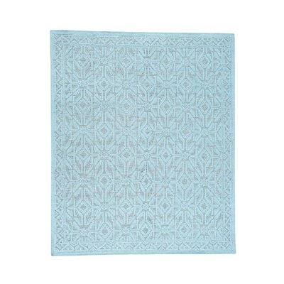 One-of-a-Kind Ledford Hand-Knotted 2010s Turkish Baby Blue 9' x 12' Wool Area Rug - Image 0