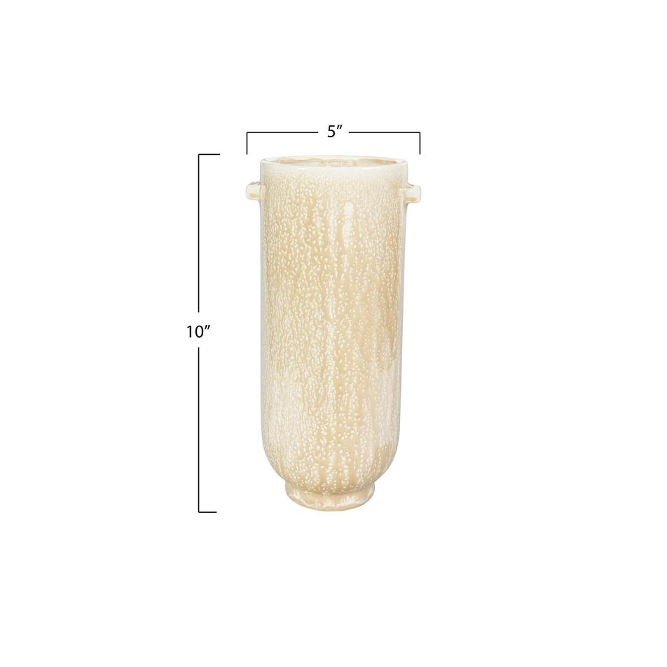Stoneware Vase with Reactive Glaze, Cream - Image 3