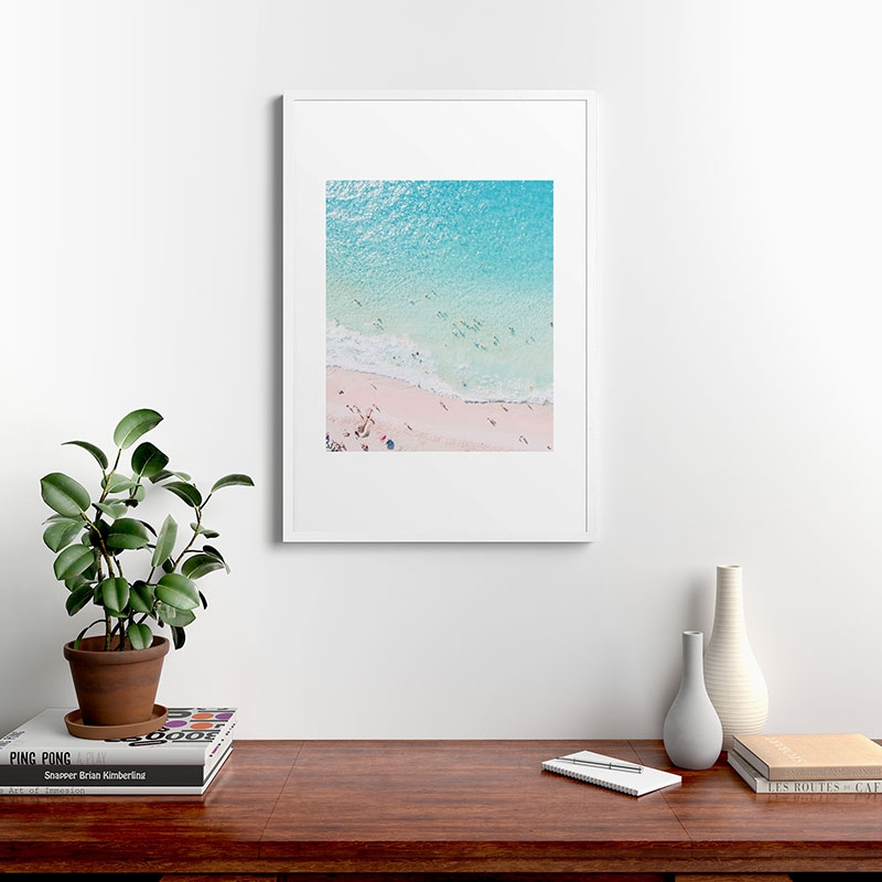 Beach Sunday by Gale Switzer - Framed Art Print Modern White 24" x 36" - Image 1
