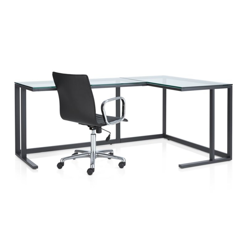 Pilsen Graphite L-Shaped Desk with Glass Top - Image 7