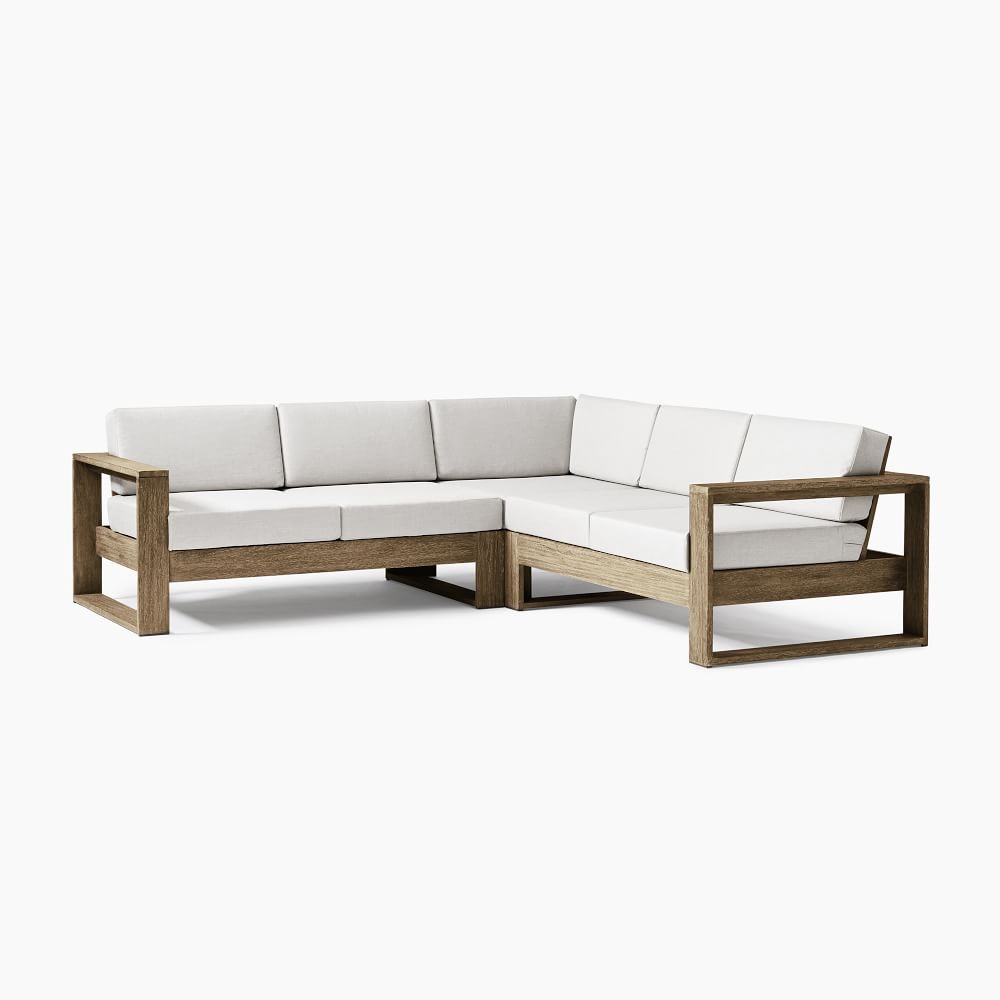 Portside Outdoor 97 in 3-Piece L-Shaped Sectional, Driftwood - Image 0