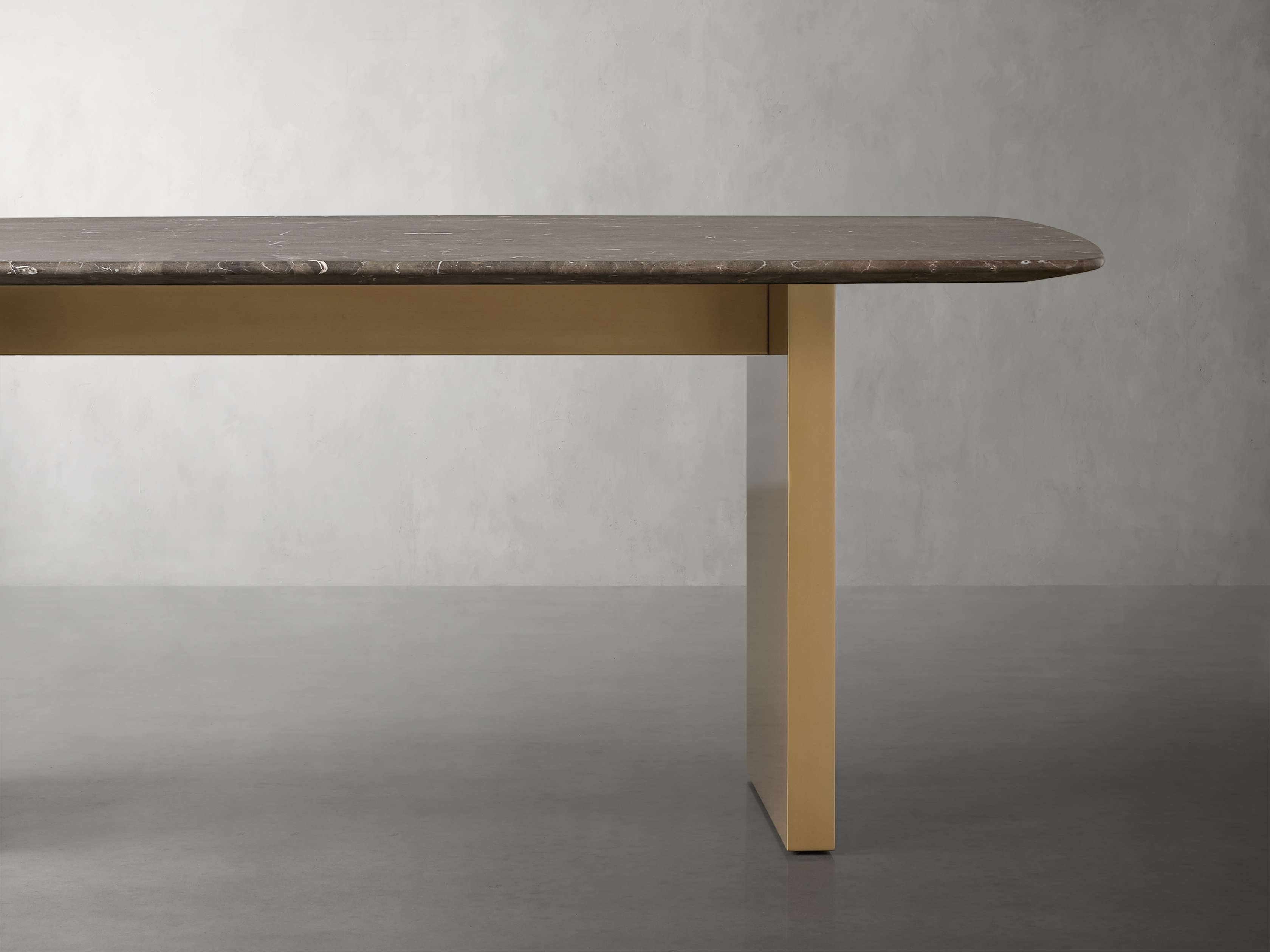 Saint Germain Dining Table with Clement Base Stone 72" in Brown  Espressso/Antique Brass - Image 0