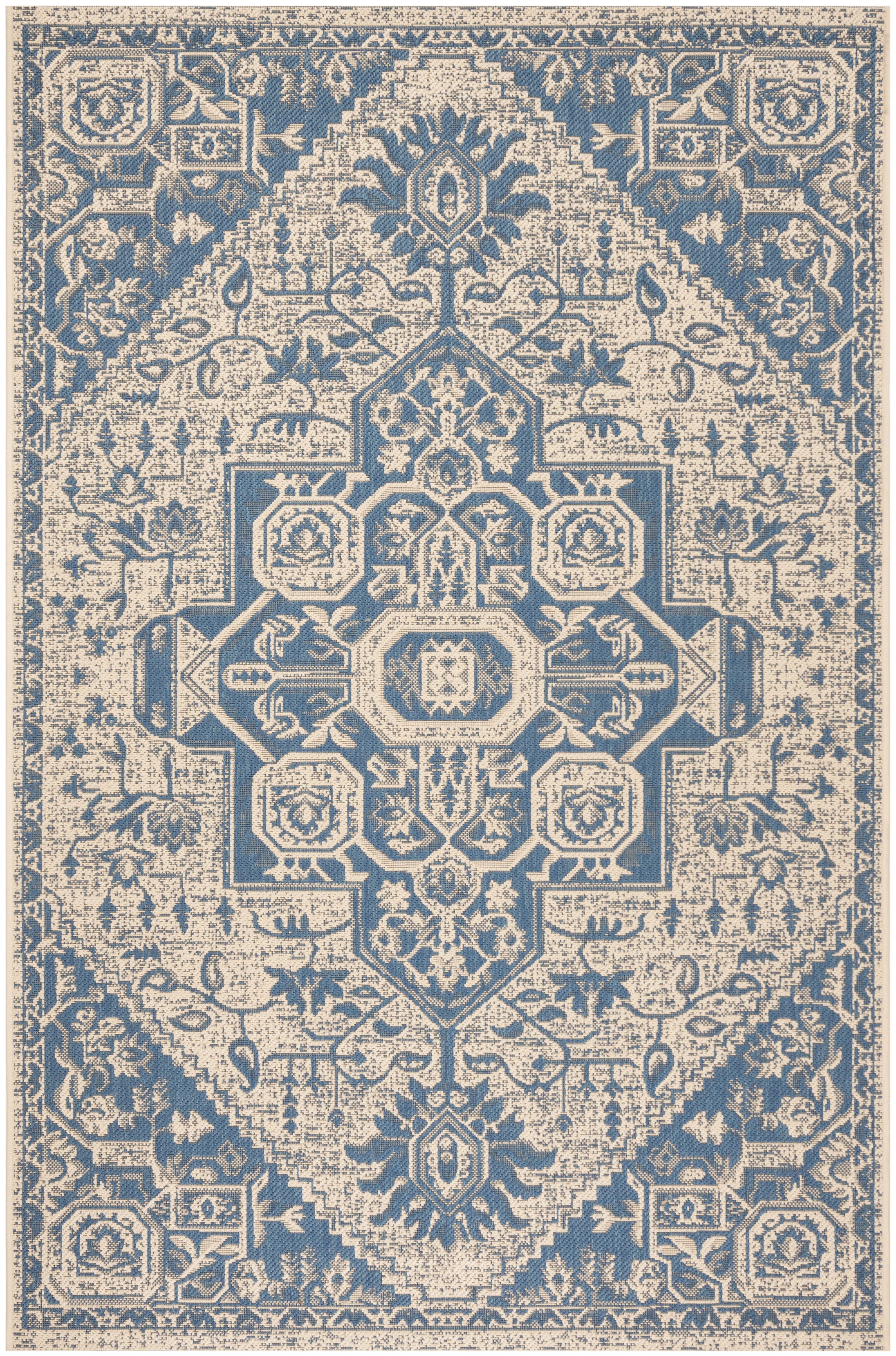 Arlo Home Indoor/Outdoor Woven Area Rug, LND138M, Blue/Cream,  5' 1" X 7' 6" - Image 0
