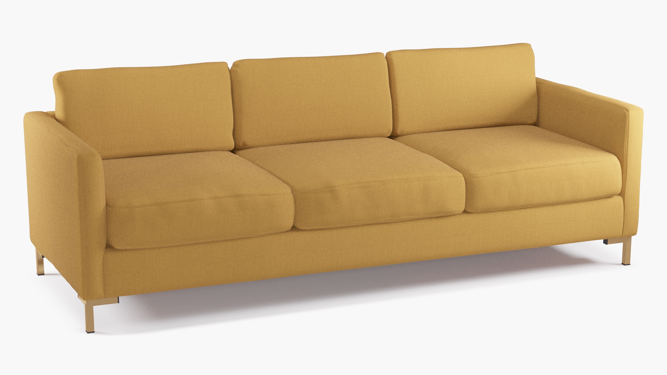Modern Sofa, French Yellow Everyday Linen, Brass - Image 1