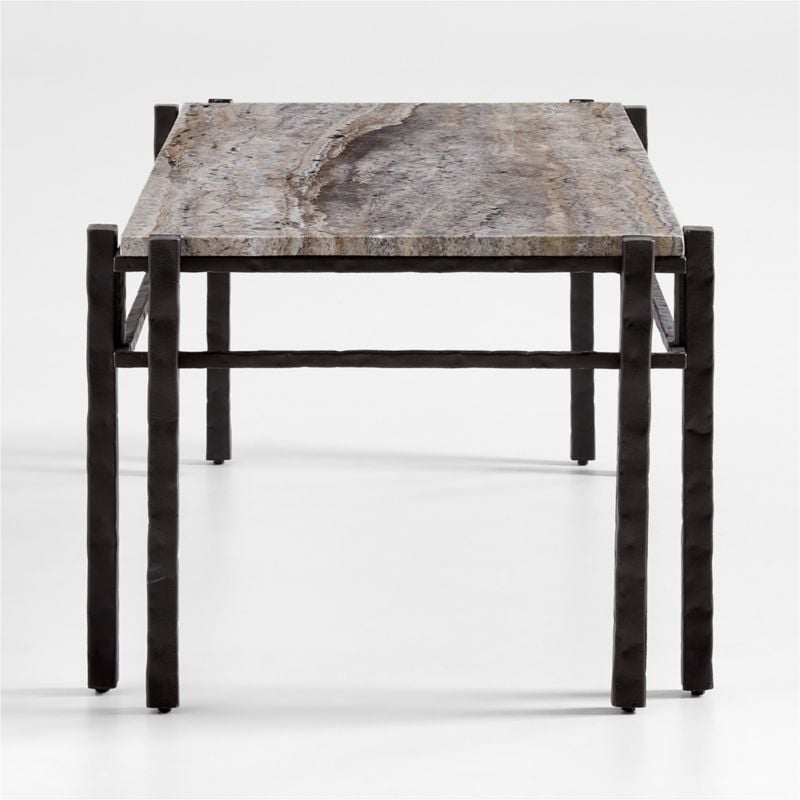 Serra Rectangular Silver Travertine Coffee Table - Image 4