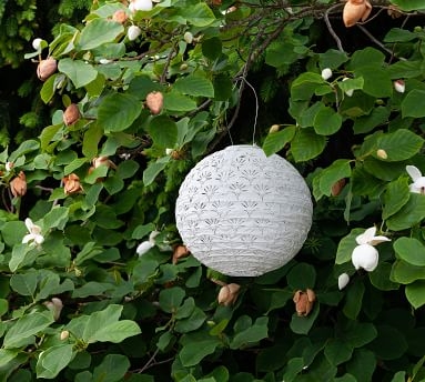 Handcrafted Deco Globe Solar Outdoor Lantern, Porcelain, 12'W - Image 2